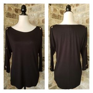 Cable and Gauge Split Sleeve Top